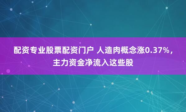 配资专业股票配资门户 人造肉概念涨0.37%，主力资金净流入这些股